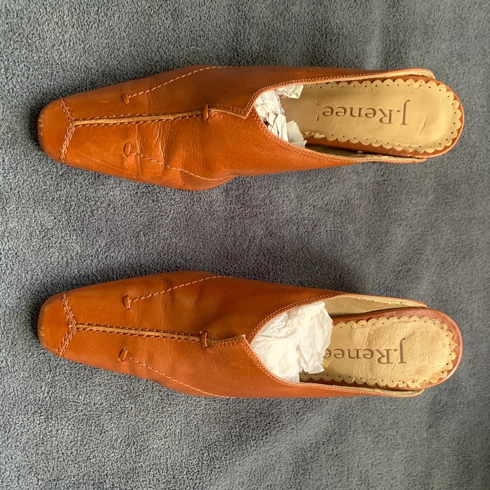 J. Renee Leather Mules Women’s Size 6 | Brown Slip-On Heels